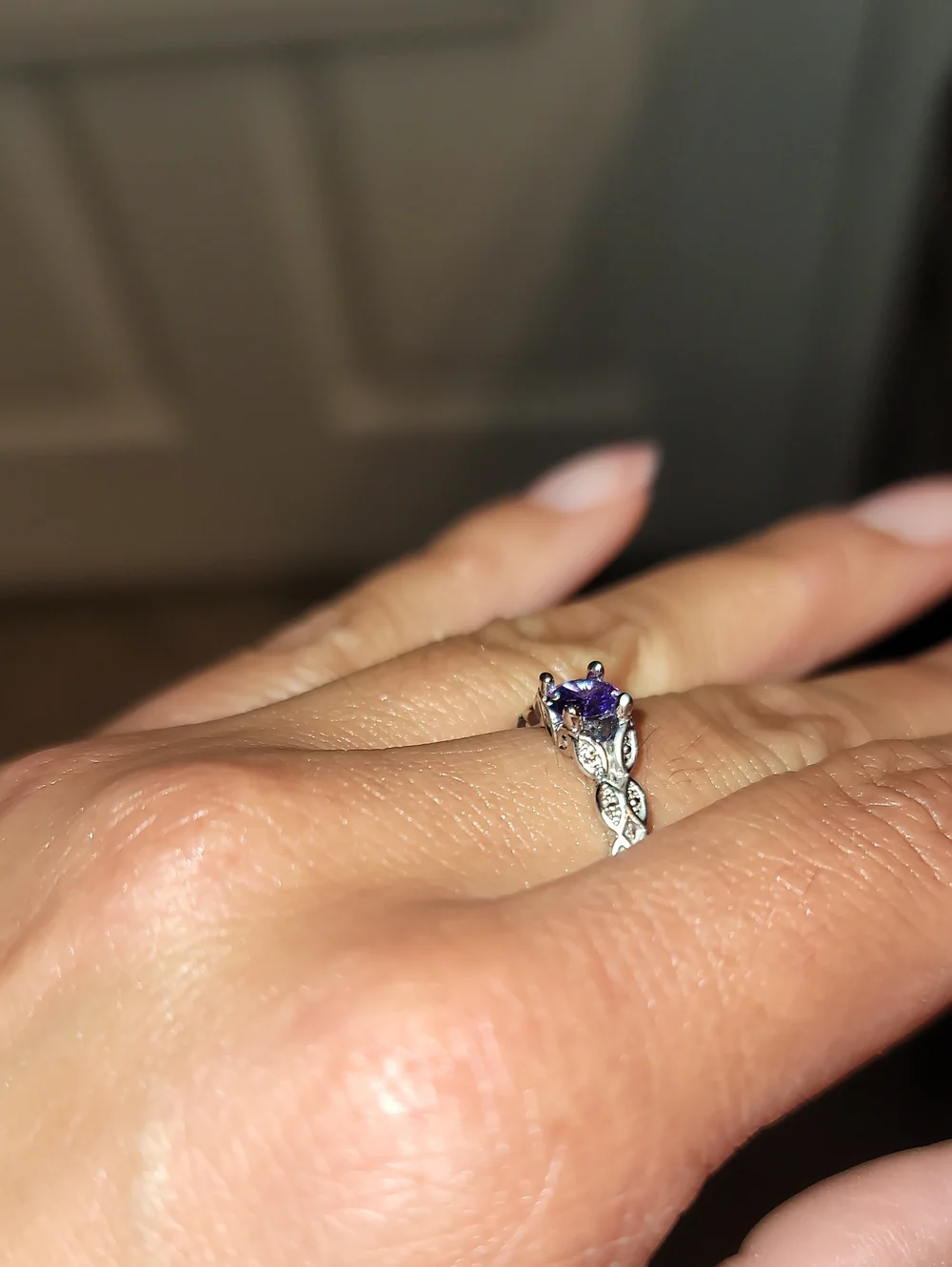 Sterling Silver Purple Gemstone Twist Band Ring